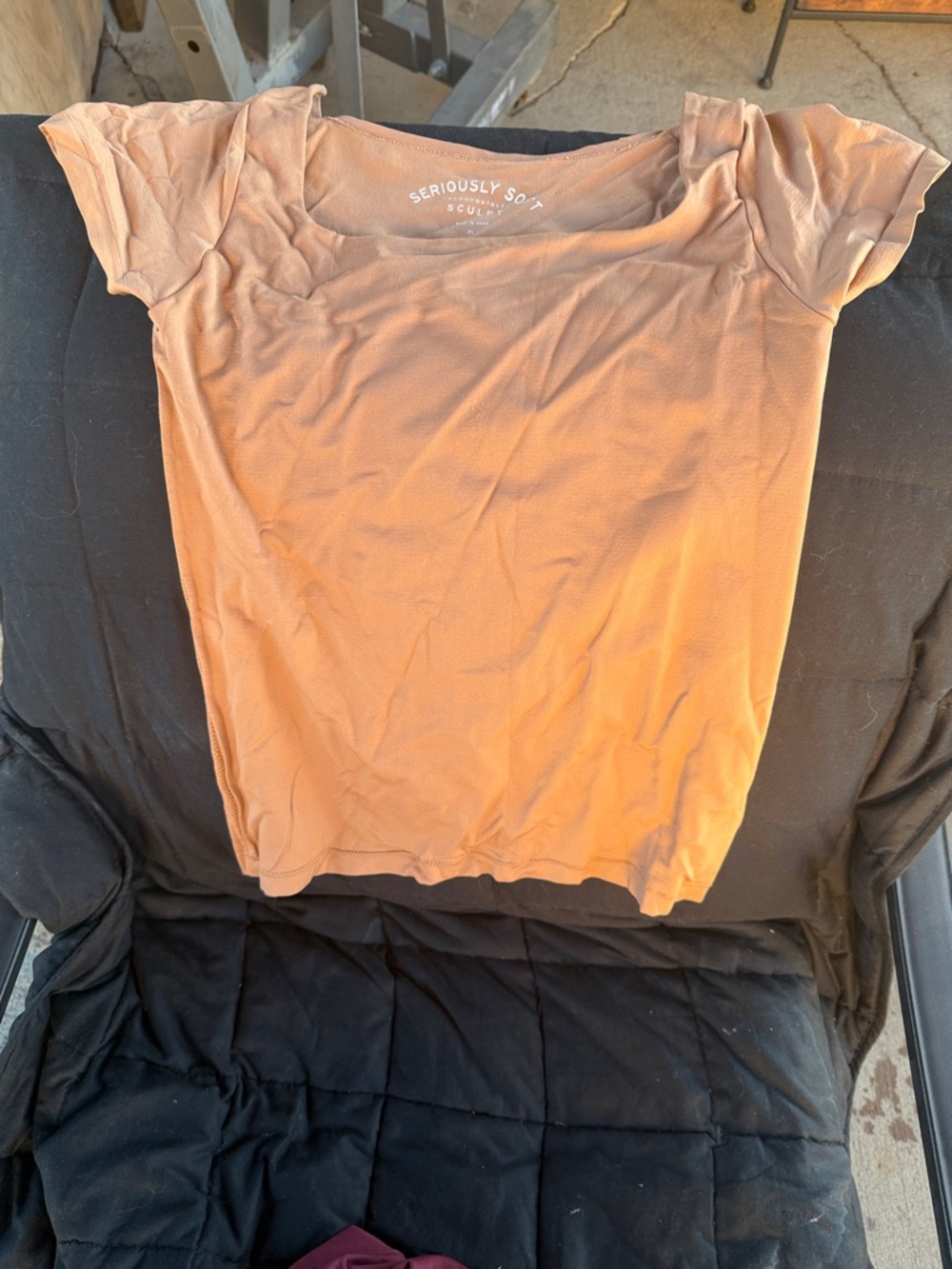 Aeropostale Sculpt Scoop Neck Short Sleeve Top - Tan